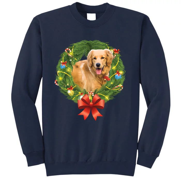 Golden Retriever Christmas Wreath Tall Sweatshirt