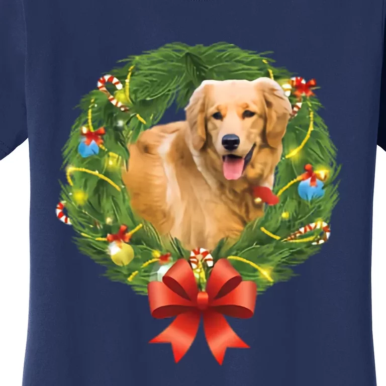 Golden Retriever Christmas Wreath Women's T-Shirt