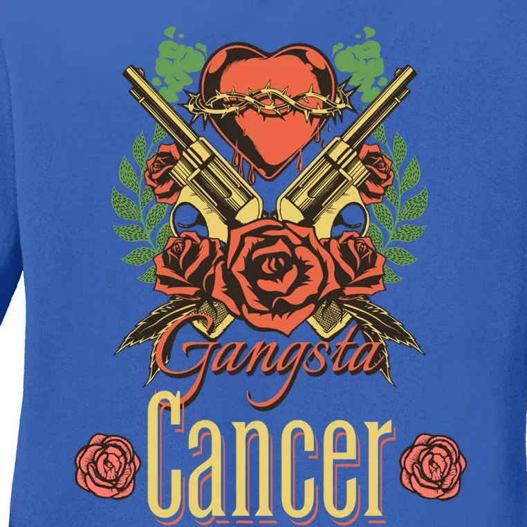 Gangsta Roses Cancer Zodiac Gift Ladies Long Sleeve Shirt