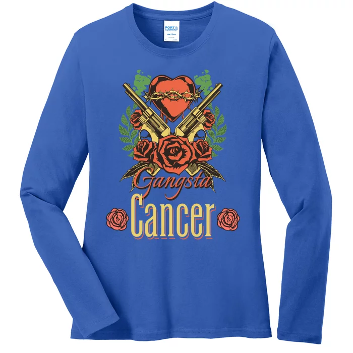 Gangsta Roses Cancer Zodiac Gift Ladies Long Sleeve Shirt