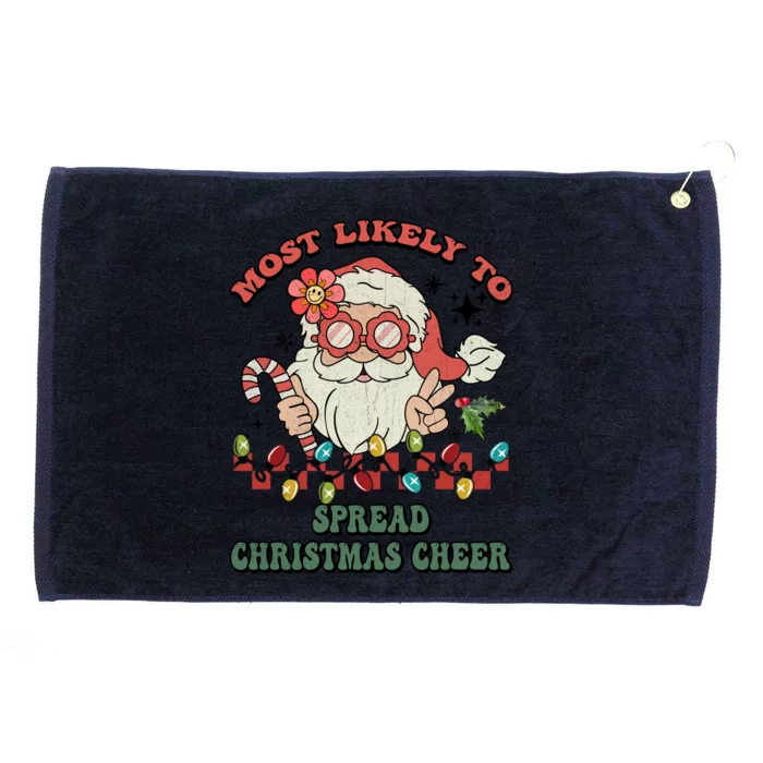 Groovy Retro Christmas Most Likely To Spread Christmas Cheer Gift Grommeted Golf Towel