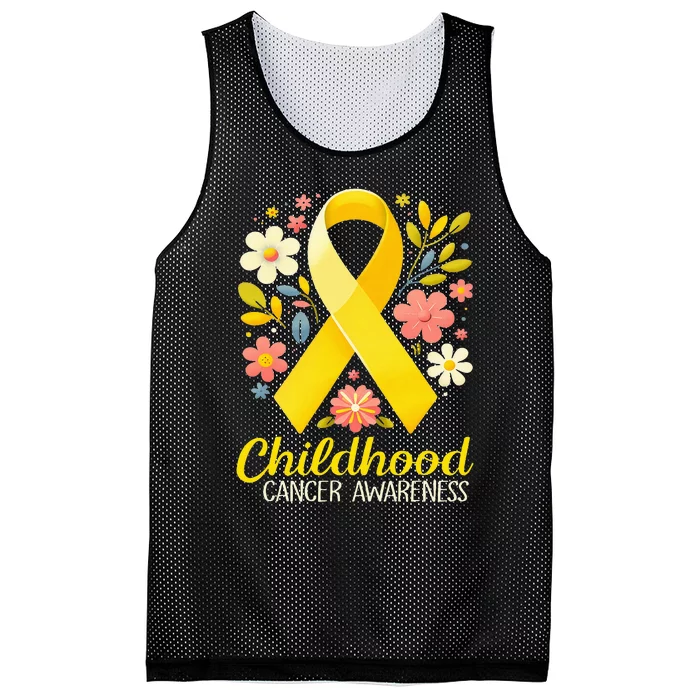 Gold Ribbon Childhood Cancer Awareness Mesh Reversible Basketball Jersey Tank