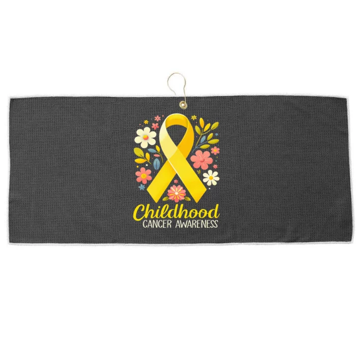 Gold Ribbon Childhood Cancer Awareness Large Microfiber Waffle Golf Towel