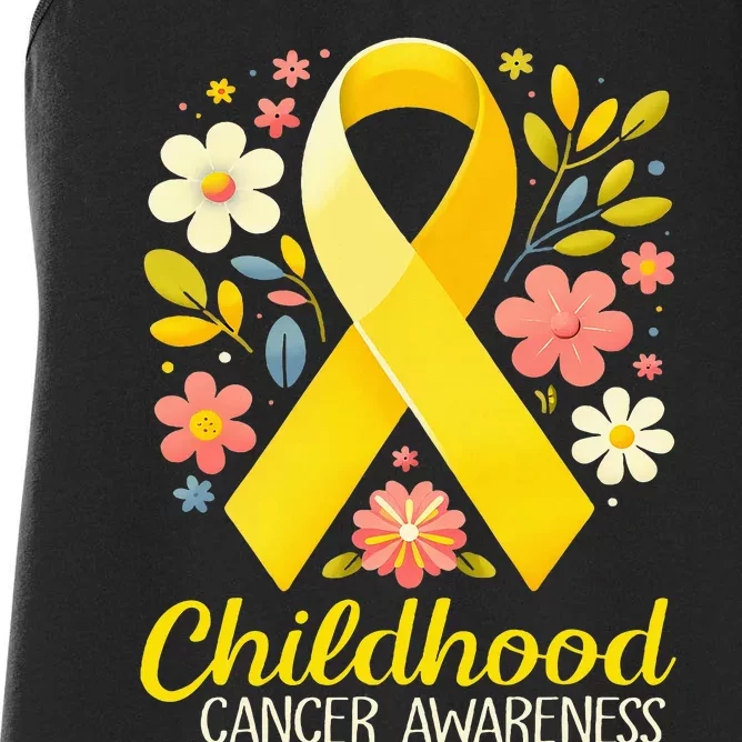 Gold Ribbon Childhood Cancer Awareness Women's Racerback Tank