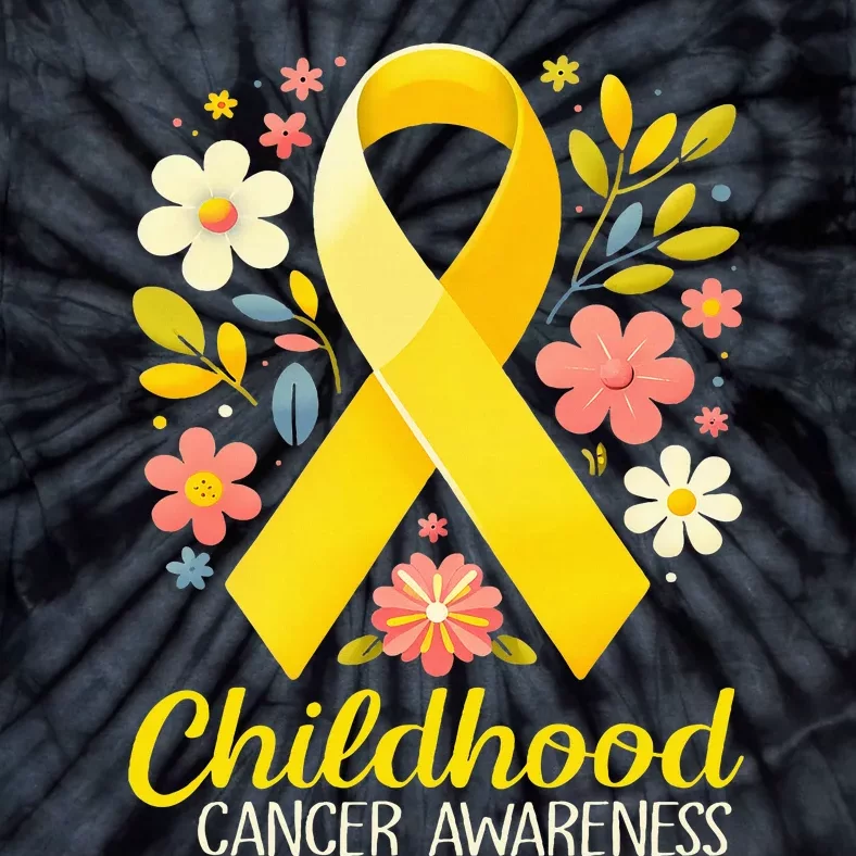 Gold Ribbon Childhood Cancer Awareness Tie-Dye T-Shirt