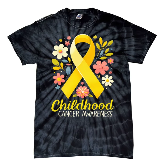 Gold Ribbon Childhood Cancer Awareness Tie-Dye T-Shirt