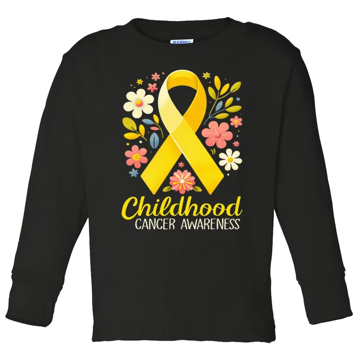 Gold Ribbon Childhood Cancer Awareness Toddler Long Sleeve Shirt