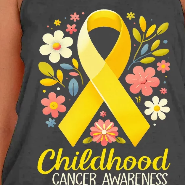 Gold Ribbon Childhood Cancer Awareness Women's Knotted Racerback Tank