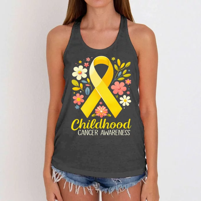 Gold Ribbon Childhood Cancer Awareness Women's Knotted Racerback Tank