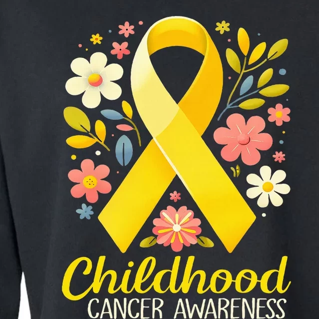 Gold Ribbon Childhood Cancer Awareness Cropped Pullover Crew