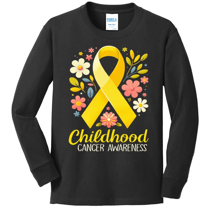 Gold Ribbon Childhood Cancer Awareness Kids Long Sleeve Shirt