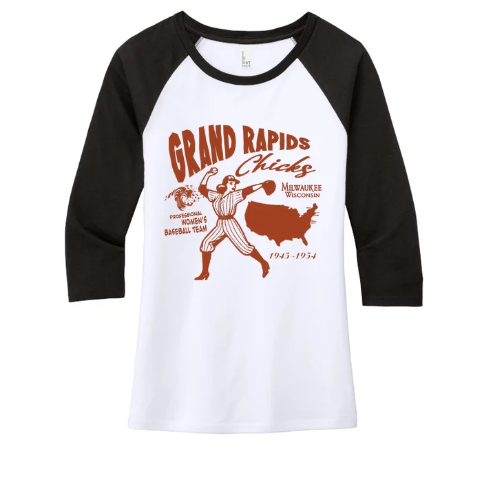 Grand Rapids Chicks Women Baseball Team Women's Tri-Blend 3/4-Sleeve Raglan Shirt