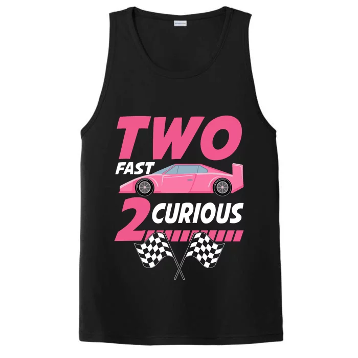 Girl Race Car Birthday Decorations Two Fast 2 Curious 2nd Performance Tank