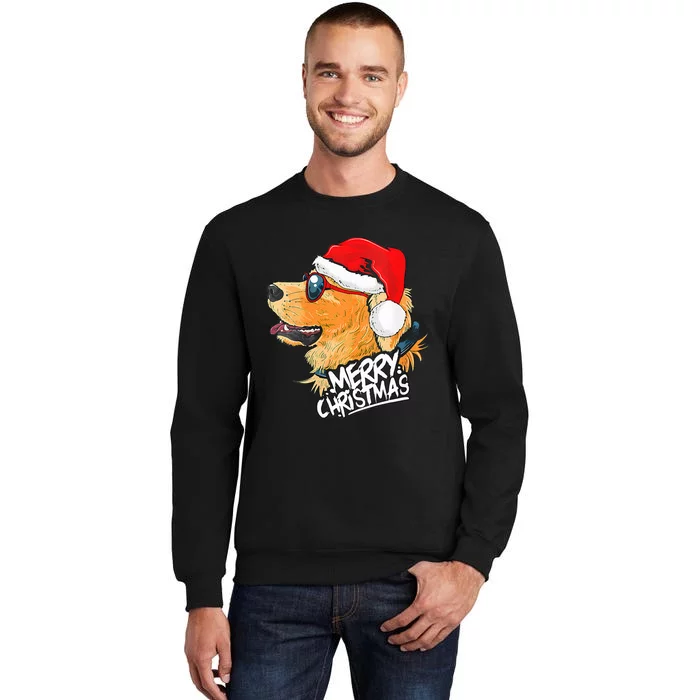 Golden Retriever Christmas Sweater Santa Xmas Dog Tall Sweatshirt