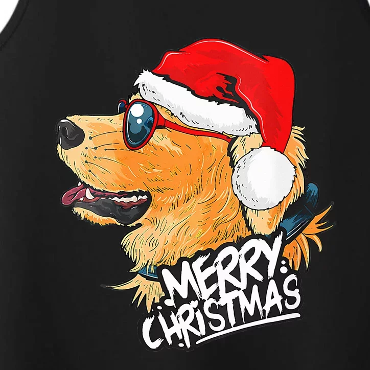 Golden Retriever Christmas Sweater Santa Xmas Dog Performance Tank