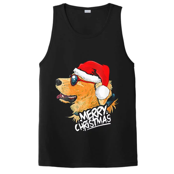 Golden Retriever Christmas Sweater Santa Xmas Dog Performance Tank