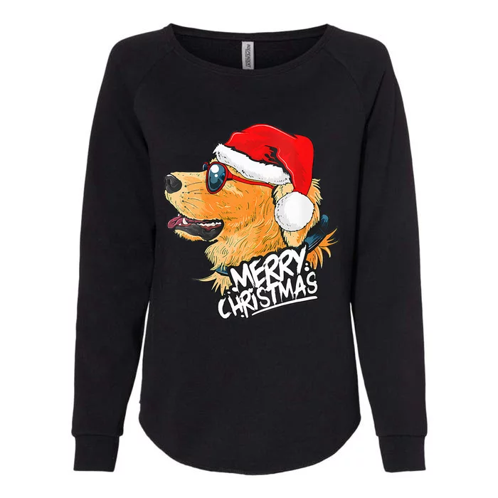 Golden Retriever Christmas Sweater Santa Xmas Dog Womens California Wash Sweatshirt