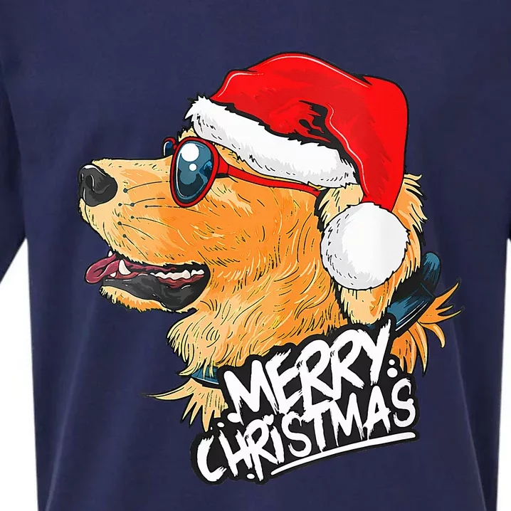 Golden Retriever Christmas Sweater Santa Xmas Dog Sueded Cloud Jersey T-Shirt