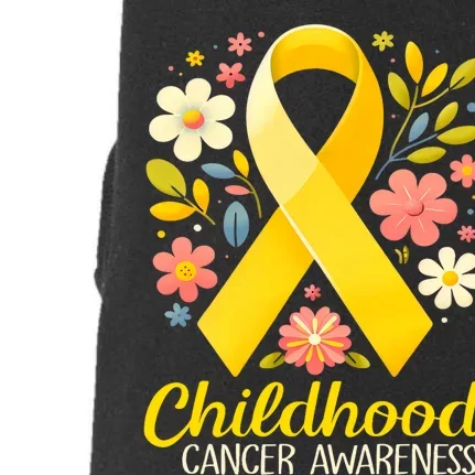 Gold Ribbon Childhood Cancer Awareness Doggie 3-End Fleece Hoodie