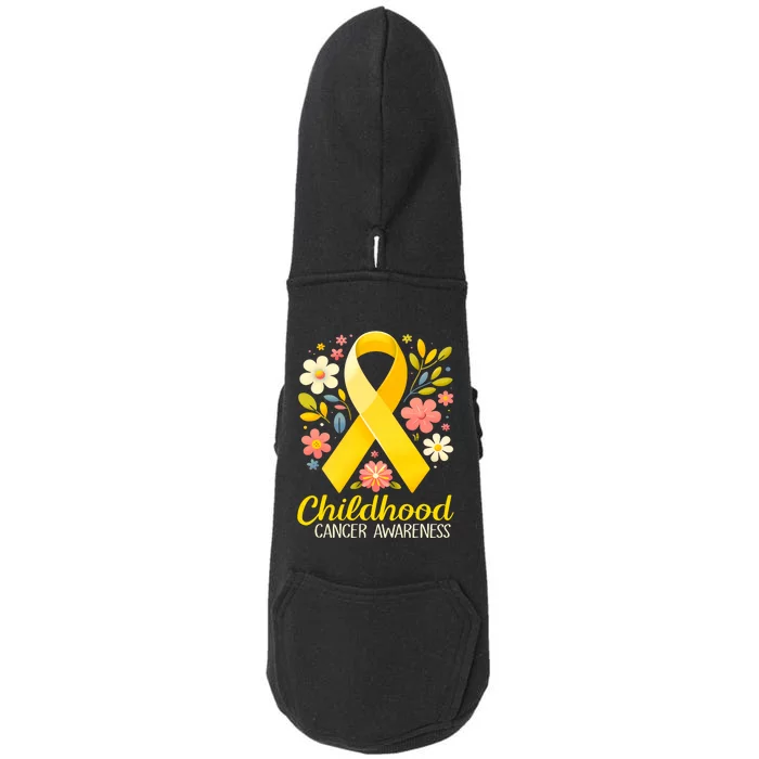 Gold Ribbon Childhood Cancer Awareness Doggie 3-End Fleece Hoodie