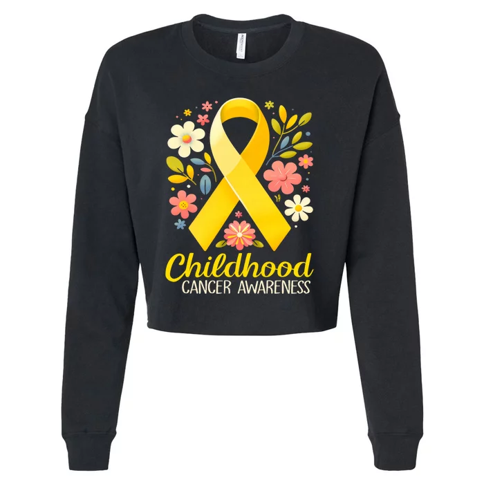 Gold Ribbon Childhood Cancer Awareness Cropped Pullover Crew