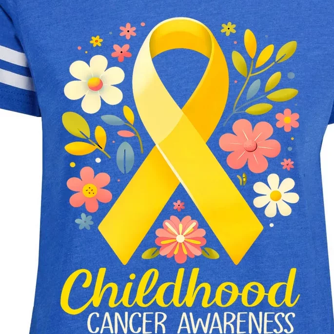 Gold Ribbon Childhood Cancer Awareness Enza Ladies Jersey Football T-Shirt