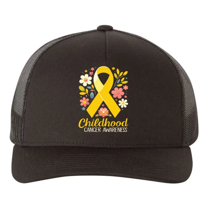 Gold Ribbon Childhood Cancer Awareness Girl Yupoong Adult 5-Panel Trucker Hat