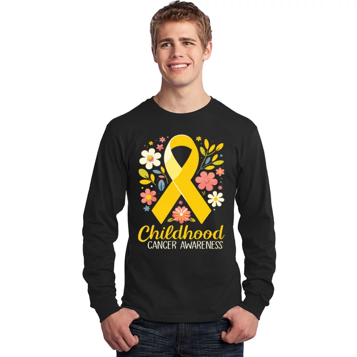 Gold Ribbon Childhood Cancer Awareness Girl Long Sleeve Shirt