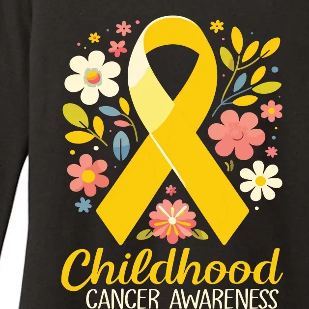 Gold Ribbon Childhood Cancer Awareness Girl Womens CVC Long Sleeve Shirt