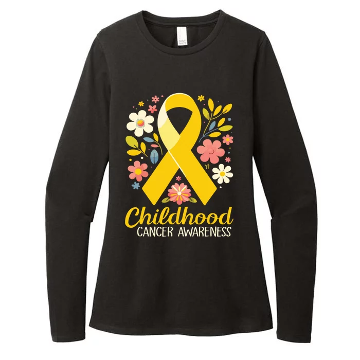 Gold Ribbon Childhood Cancer Awareness Girl Womens CVC Long Sleeve Shirt