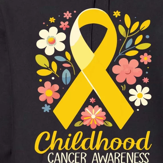 Gold Ribbon Childhood Cancer Awareness Girl Premium Hoodie