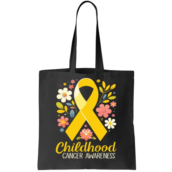 Gold Ribbon Childhood Cancer Awareness Girl Tote Bag