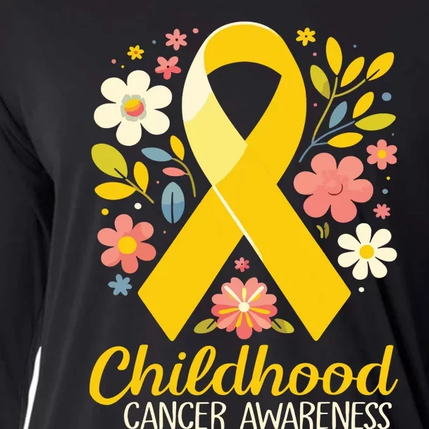 Gold Ribbon Childhood Cancer Awareness Girl Cooling Performance Long Sleeve Crew