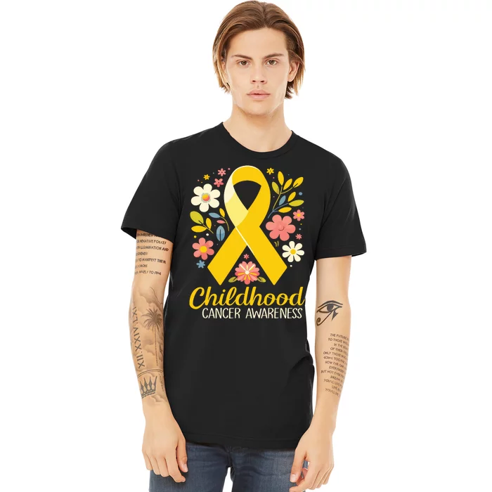 Gold Ribbon Childhood Cancer Awareness Girl Premium T-Shirt