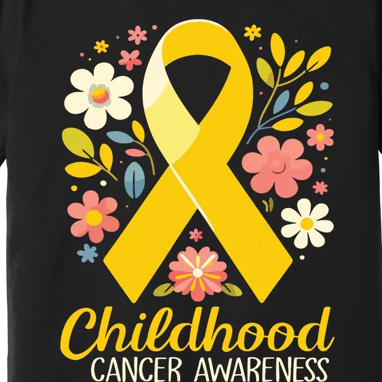 Gold Ribbon Childhood Cancer Awareness Girl Premium T-Shirt