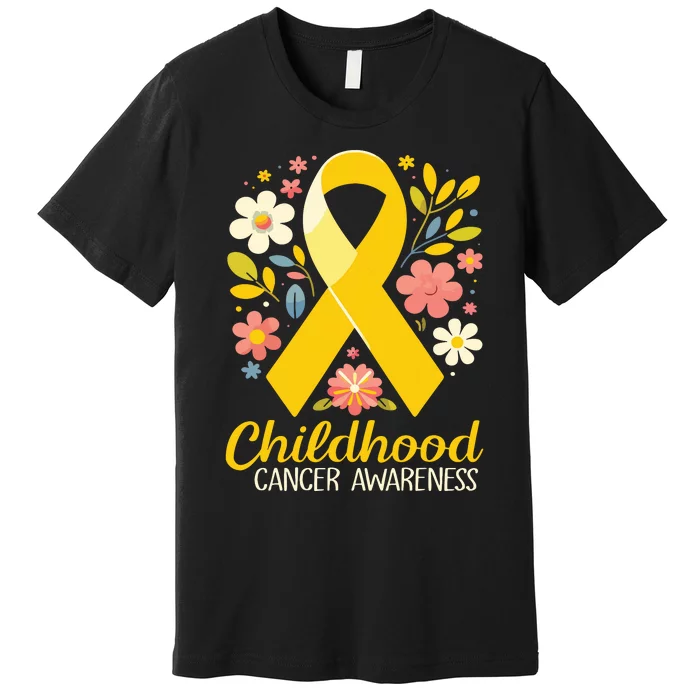 Gold Ribbon Childhood Cancer Awareness Girl Premium T-Shirt