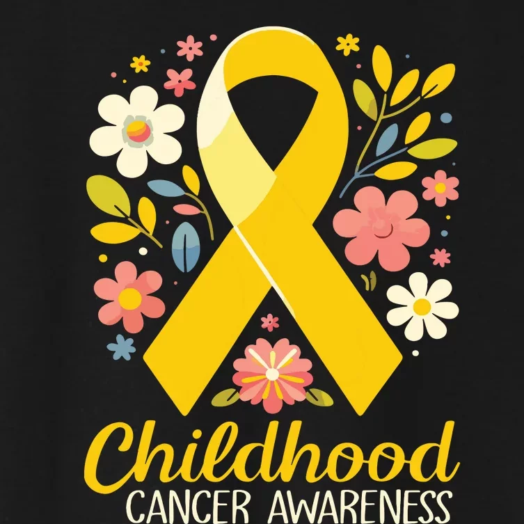 Gold Ribbon Childhood Cancer Awareness Girl Women's Crop Top Tee