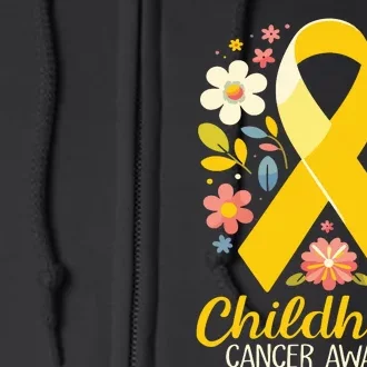 Gold Ribbon Childhood Cancer Awareness Girl Full Zip Hoodie