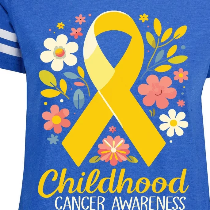 Gold Ribbon Childhood Cancer Awareness Girl Enza Ladies Jersey Football T-Shirt