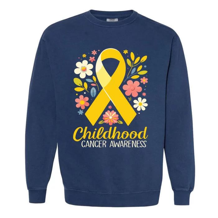 Gold Ribbon Childhood Cancer Awareness Girl Garment-Dyed Sweatshirt