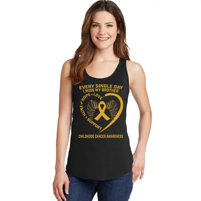 Gold Ribbon Childhood Cancer Awareness I Miss My Brother Ladies Essential Tank