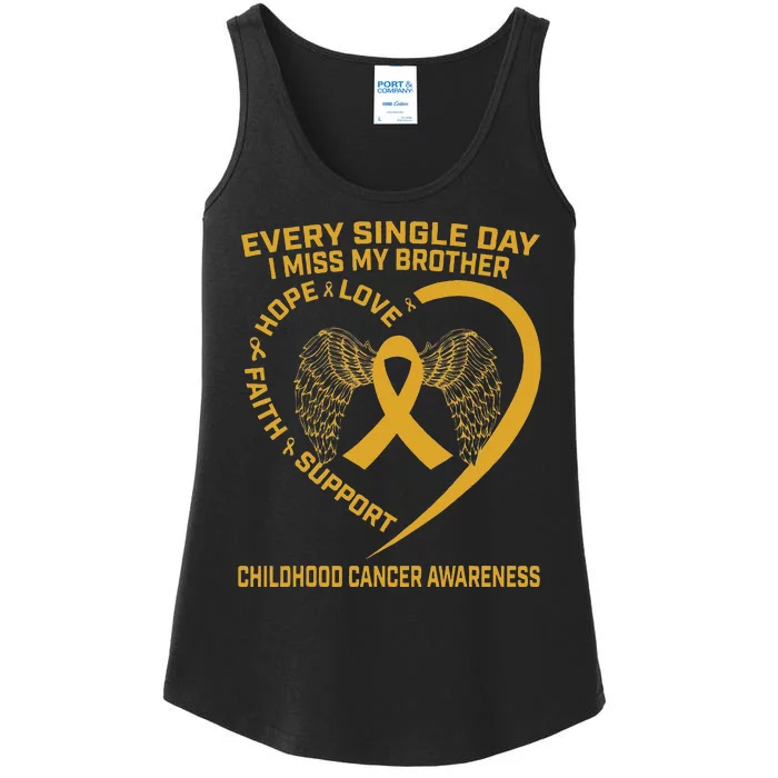 Gold Ribbon Childhood Cancer Awareness I Miss My Brother Ladies Essential Tank