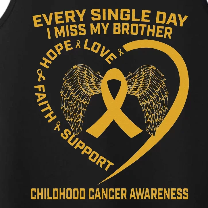 Gold Ribbon Childhood Cancer Awareness I Miss My Brother Performance Tank