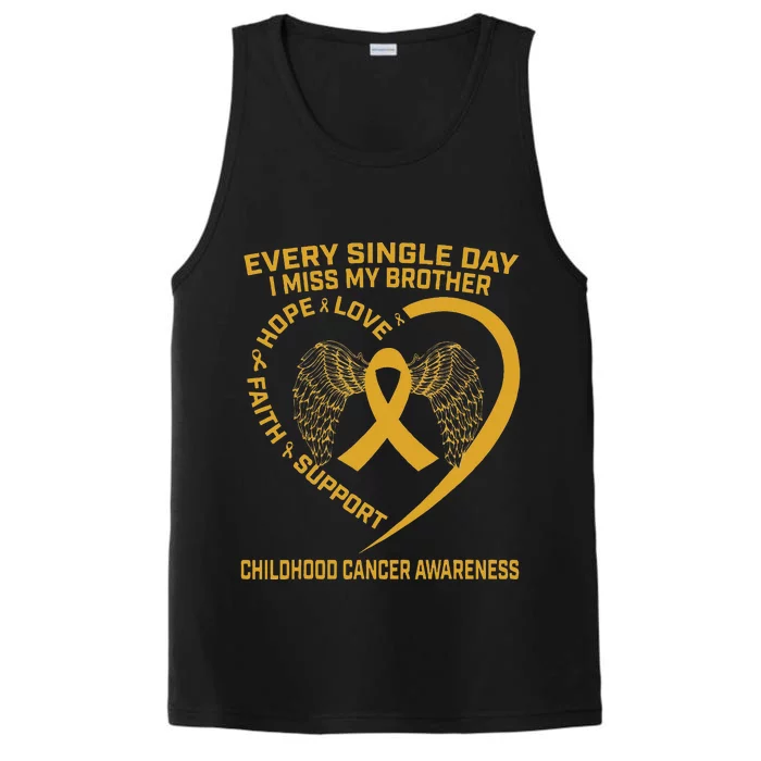 Gold Ribbon Childhood Cancer Awareness I Miss My Brother Performance Tank