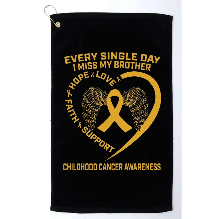 Gold Ribbon Childhood Cancer Awareness I Miss My Brother Platinum Collection Golf Towel