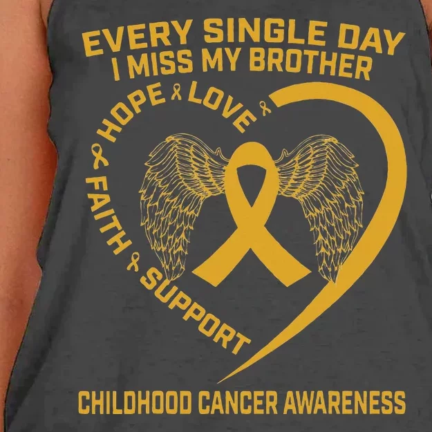 Gold Ribbon Childhood Cancer Awareness I Miss My Brother Women's Knotted Racerback Tank