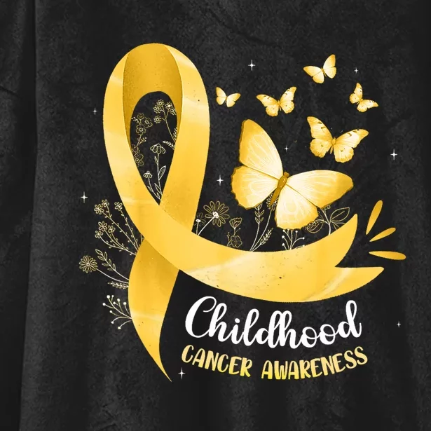 Gold Ribbon Childhood Cancer Awareness Hooded Wearable Blanket