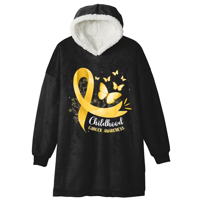 Gold Ribbon Childhood Cancer Awareness Hooded Wearable Blanket