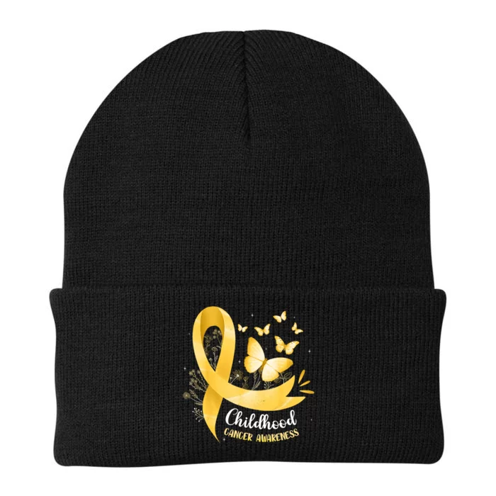 Gold Ribbon Childhood Cancer Awareness Knit Cap Winter Beanie