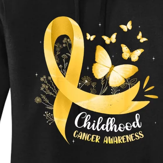 Gold Ribbon Childhood Cancer Awareness Women's Pullover Hoodie